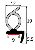 Perfil adhesivo de goma EPDM con labio