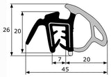 Junta de goma con pestaña para puerta de coche, compatible con VW Golf, Bora,transporter, Caravelle, T5/T6...  rango para sujeción 2-5 mm