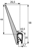 Goma estanqueidad superior pestaña larga para maletero de coche,  sujeción 2-4 mm