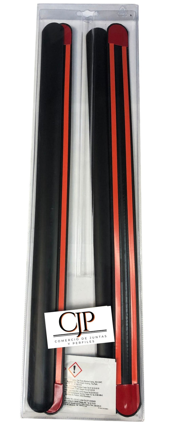 Moldura  NEGRA (Blíster con 4 piezas) autoadhesiva PVC protección paragolpes. Medida 49x3 cm