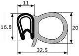 Goma estanqueidad lateral para puerta (PVC+EPDM), rango sujeción 2-4 mm