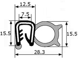 Junta de goma para puerta coche, puerta caravana, maquinaria agrícola, industria,  rango para sujeción 2-4 mm