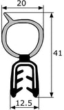 Goma estanqueidad superior para maletero de coche, sujeción 2-3,5 mm