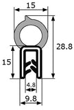 Goma estanqueidad superior maletero de coche, sujeción 1-3 mm