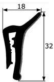 Perfil Lamelunas flocado  para cristal tira 2,4 m. Adaptable SEAT PANDA-MARBELLA