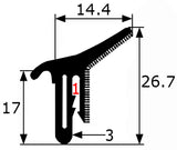 Perfil Lamelunas flocado para cristal tira 1,25m. Adaptable RENAULT 5/6/7/12/12F