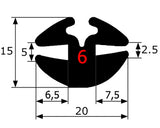 Perfil EPDM para contorno cristal, utilizable en sectores como automoción, naval, agrícola e industrial general